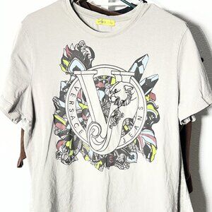 Versace Jeans Taupe w Colorful Graphic Logo SZ Medium